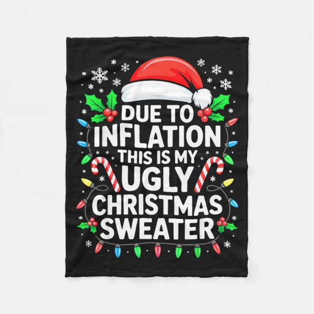 Due To Inflation Ugly Christmas Sweater Shirt Men  Fleecedecke (Vorderseite)