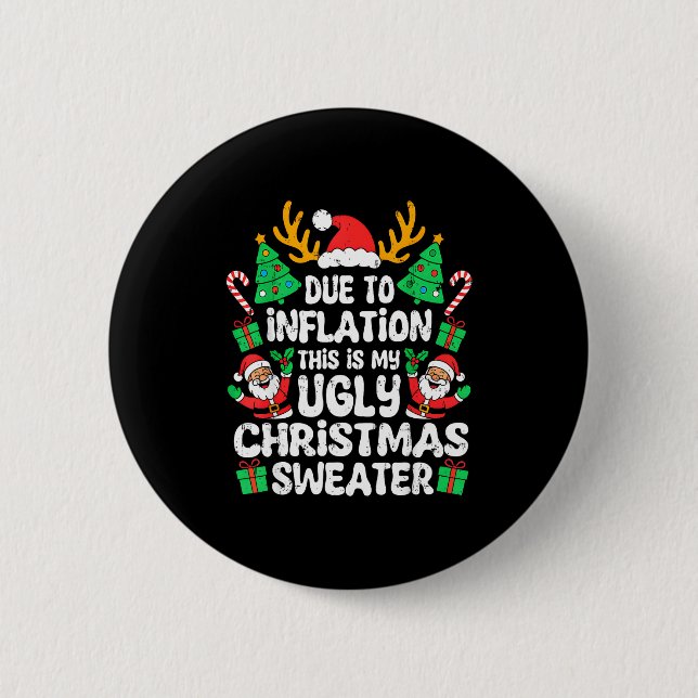 Due To Inflation Ugly Christmas Sweater Xmas Men W Button (Vorderseite)
