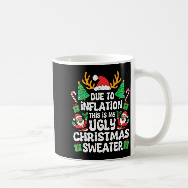 Due To Inflation Ugly Christmas Sweater Xmas Men W Kaffeetasse (Rechts)