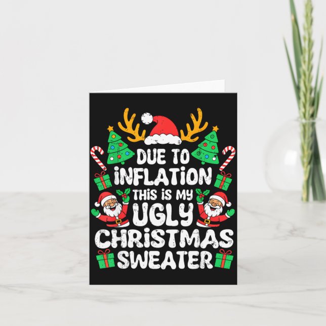 Due To Inflation Ugly Christmas Sweater Xmas Men W Karte (Vorderseite)