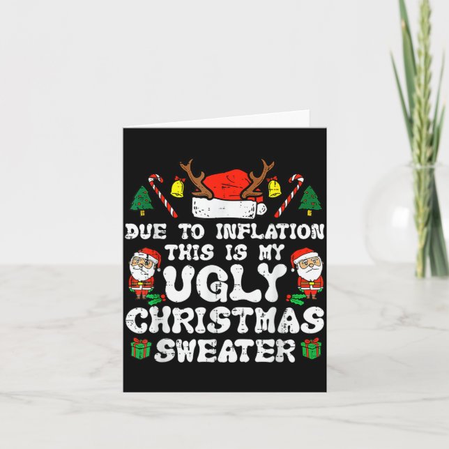 Due To Inflation Ugly Christmas Sweater Xmas Men W Karte (Vorderseite)