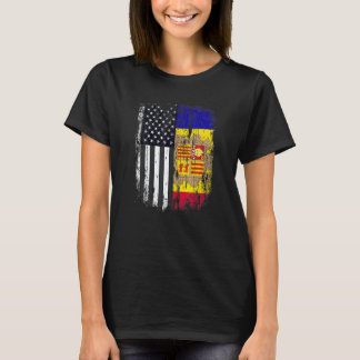 Duel Flag Andorra und amerikanischer Duell-Bürger T-Shirt