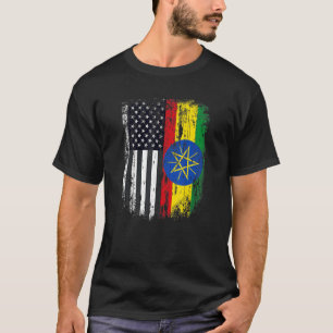 Duel Flag Äthiopien und amerikanischer Duellbürger T-Shirt
