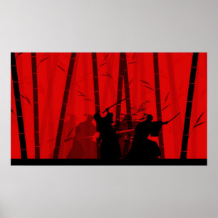 Duel in Red Bamboo - Samurai Battle Poster