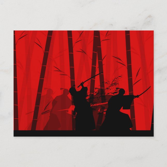 Duel in Red Bamboo - Samurai Postkarte (Vorderseite)