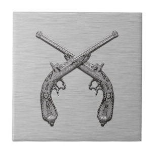 Dueling Antique Guns Grau Fliese