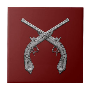 Dueling Antique Guns Maroon Fliese