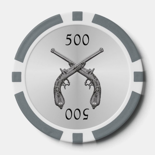 Duellkolben Silber Pokerchips (Vorderseite)