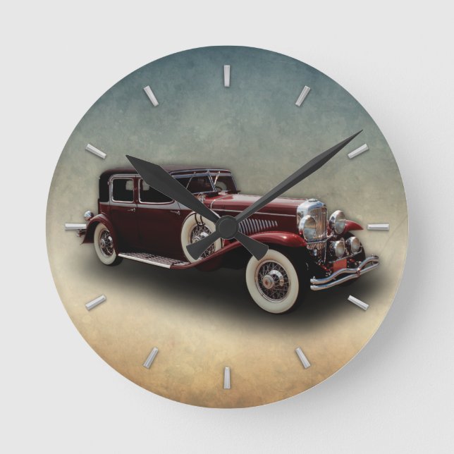 Duesenberg (Duesy) vorbildliches J Klassiker-Auto Runde Wanduhr (Vorderseite)