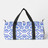 Duffel Bag, Modernes Blau & Weiß Klassik Design