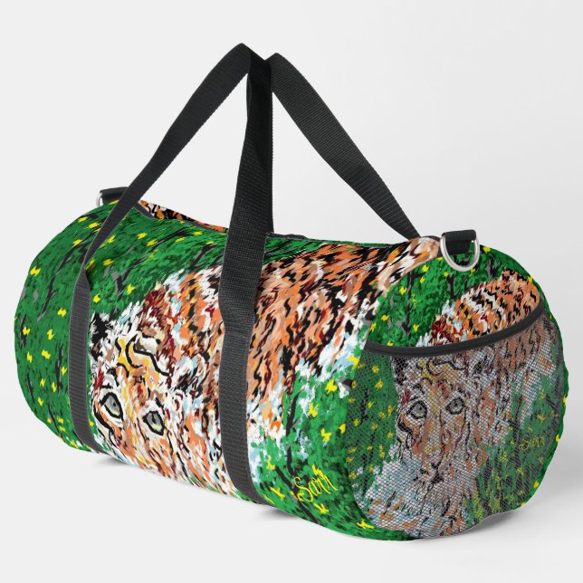 Duffeltasche : Tiger auf dem Laufenden Duffle Bag (Rechte Ecke)