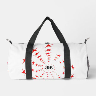 Duffle Bag - Spirals of Red Stars and Initials