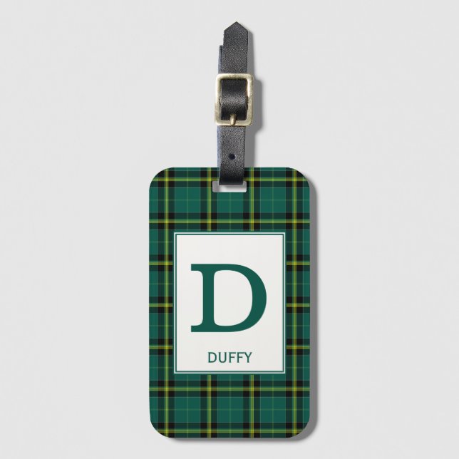 Duffy Tartan Green Kariert Pattern Gepäckanhänger (Vorderseite Vertikal)