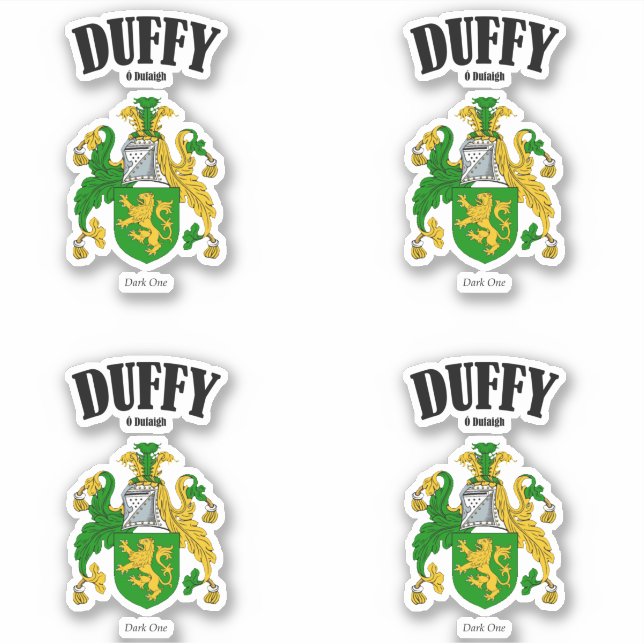 Duffy Wappen Irish Translation & Meaning (x4) Aufkleber (Vorderseite)
