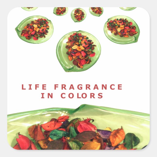 Duft des Lebens: Potpourri Inspiration Quadratischer Aufkleber (Vorderseite)