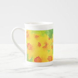 Duftfarbene Aquarellblüte Knochen-China Tasse