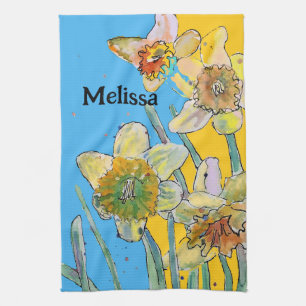 Duftfarbene Blume Blumenfeder-Wasserfarben Geschirrtuch