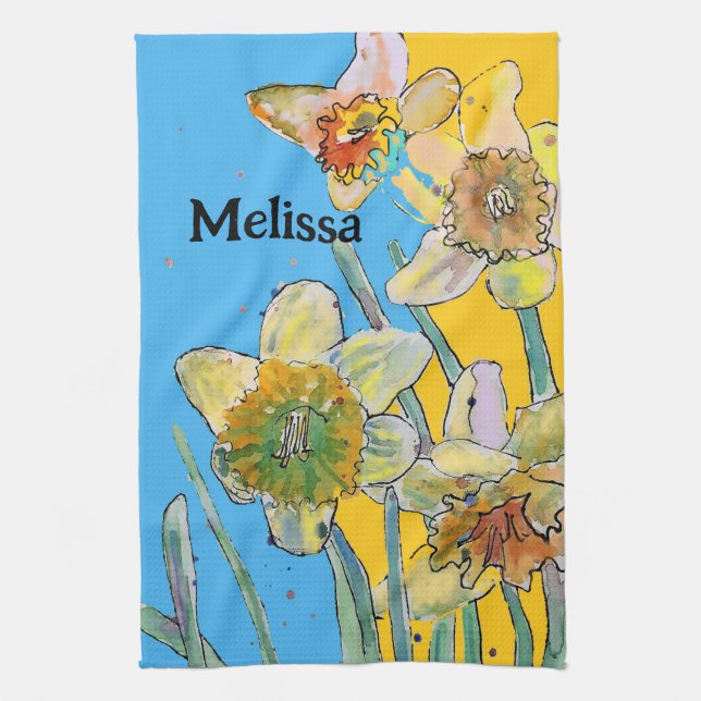 Duftfarbene Blume Blumenfeder-Wasserfarben Geschirrtuch (Vertikal)