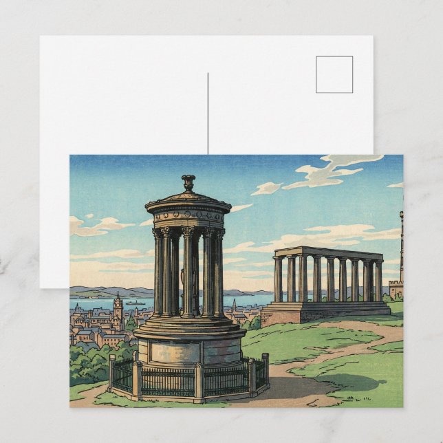 Dugald Stewart Monument on Calton Hill Postkarte (Vorne/Hinten)
