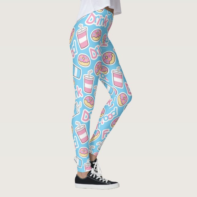 Dughnüsse und Drinks Muster Leggings (Rechts)