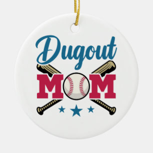 Dugout Mama Baseball Parent T-Ball T-Shirt Ball Keramik Ornament