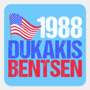 Dukakis Bentsen Retro-Wahl 1988 Quadratischer Aufkleber