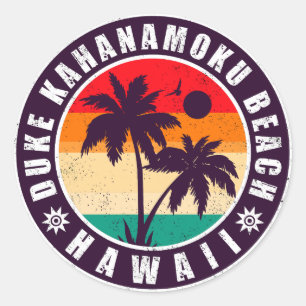 Duke Kahanamoku Beach Hawaii Retro 70er 80er Summe Runder Aufkleber
