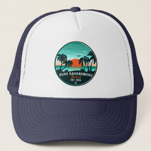 Duke Kahanamoku Beach Hawaii Retro Sunset Souvenir Truckerkappe