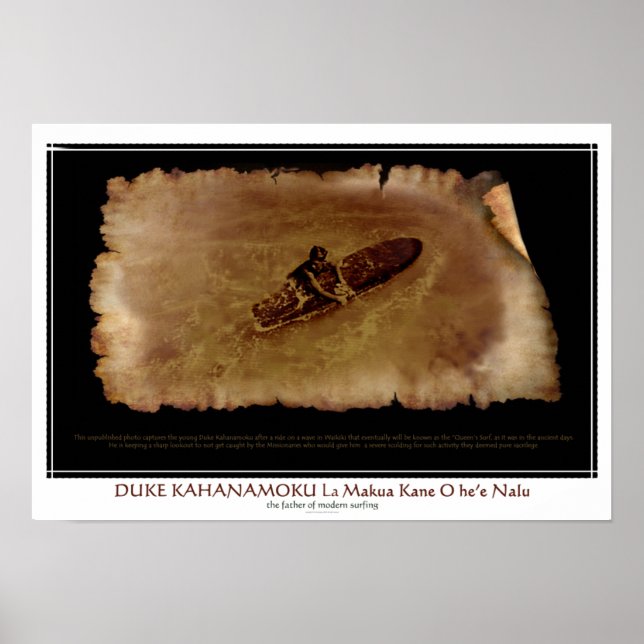 Duke Kahanamoku Surfing im Alter von 15 Jahren in  Poster (Vorne)