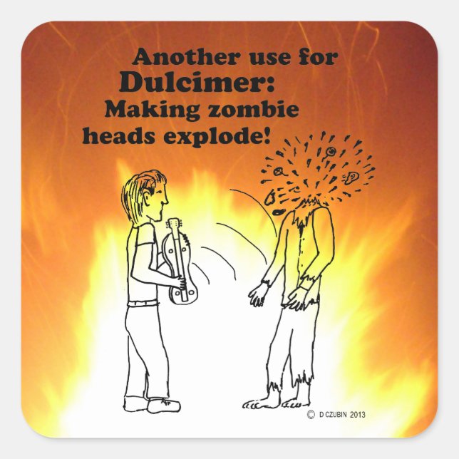 Dulcimer macht Zombies Explode Square Sticker (Vorderseite)