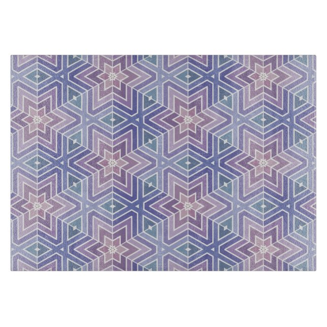 Dull Lavender Geometric Star Maze Pattern Schneidebrett (Vorderseite)
