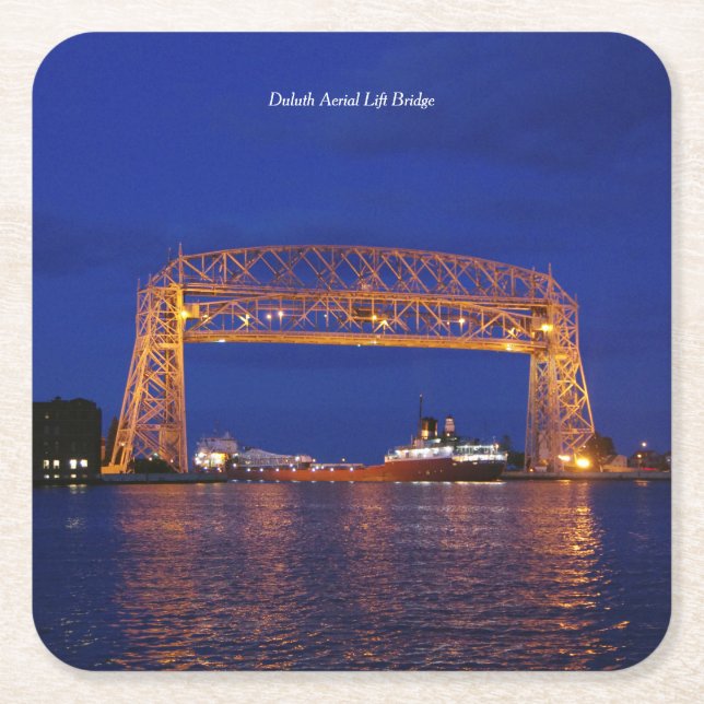Duluth Aerial Lift Bridge & John G. Munson Rechteckiger Pappuntersetzer (Vorderseite)