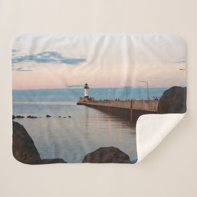 Duluth Harbor North Pier Light Sherpa Decke Sherpadecke (Vorderseite (Horizontal))