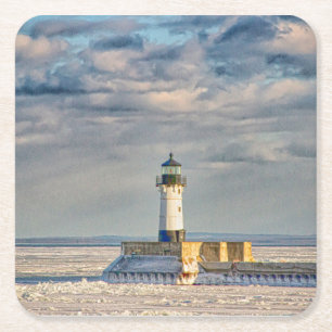 Duluth Harbour North Breakwater Leuchtturm Rechteckiger Pappuntersetzer