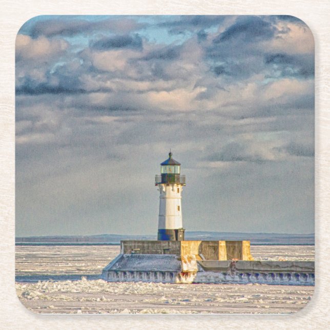 Duluth Harbour North Breakwater Leuchtturm Rechteckiger Pappuntersetzer (Vorderseite)