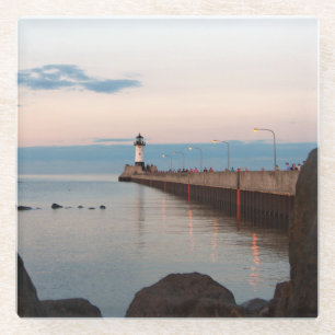 Duluth Harbour North Pier Light glass Untersetzer