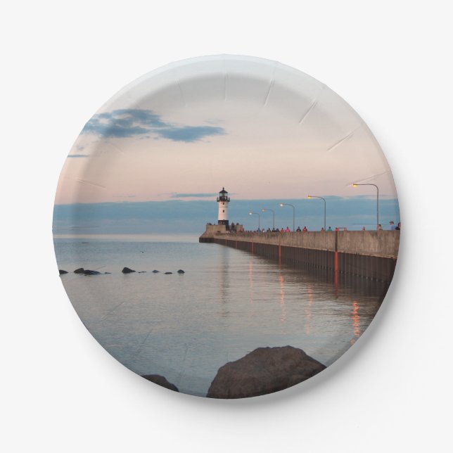 Duluth Harbour North Pier Light Paper Platte Pappteller (Vorderseite)
