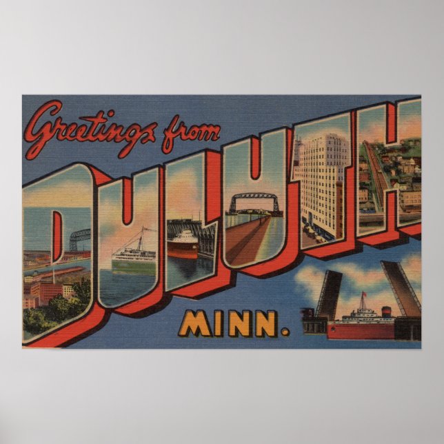 Duluth, Minnesota - Große Buchstabenszenen Poster (Vorne)
