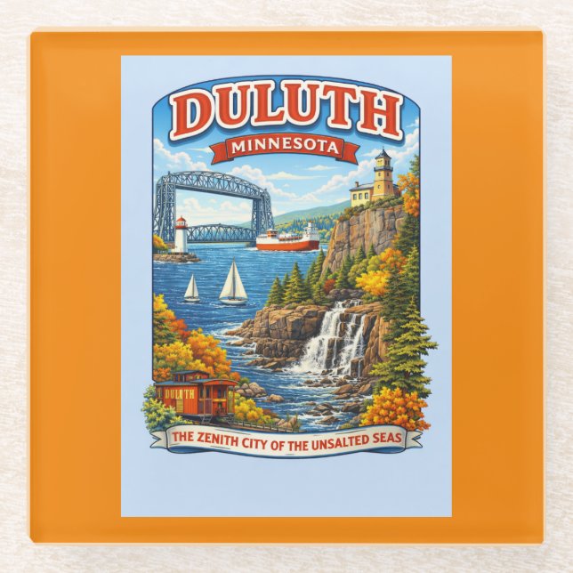 Duluth Minnesota Souvenir Coaster –Lake Superior Glasuntersetzer (Vorderseite)