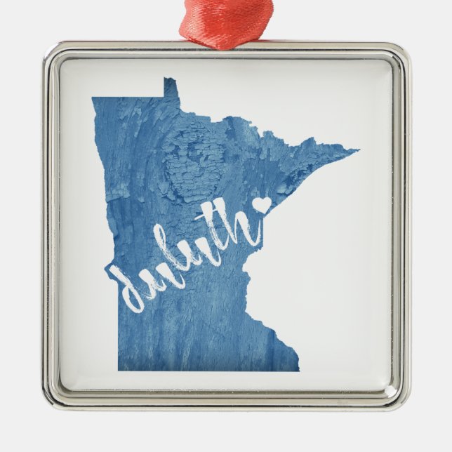 Duluth Minnesota Wood Grain Ornament Aus Metall (Vorne)