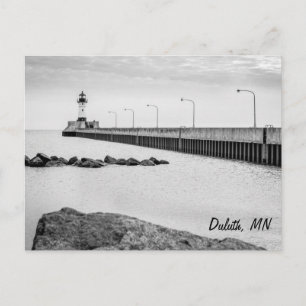 Duluth, MN Leuchtturm, schwarz-weiße Postkarte