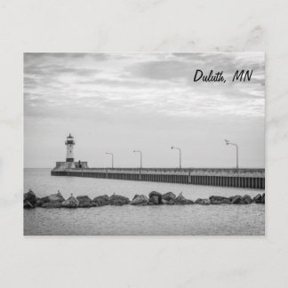 Duluth, MN Leuchtturm, schwarz-weiße Postkarte