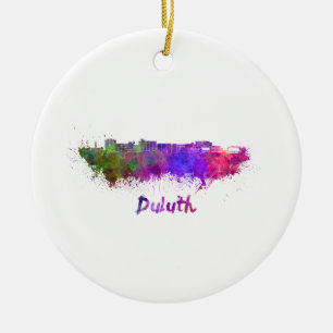Duluth skyline im Watercolor Keramikornament