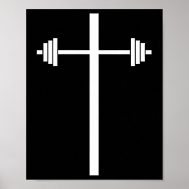 Dumbell Barbell Cross Christlich Gym Workout in Po Poster (Vorne)