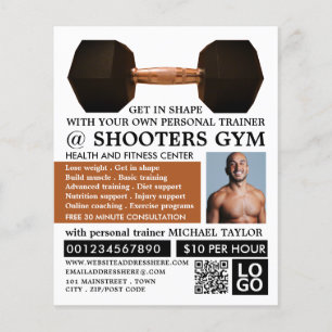 Dumbell Gewicht, Personal Trainer, Gymnastikwerbun Flyer