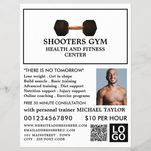 Dumbell Gewicht, Personal Trainer, Gymnastikwerbun Flyer (Vorne)