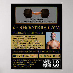 Dumbell Gewicht, Personal Trainer, Gymnastikwerbun Poster