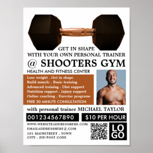 Dumbell Gewicht, Personal Trainer, Gymnastikwerbun Poster