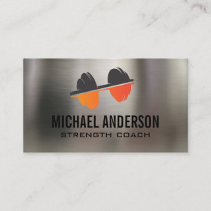 Dumbell-Logo Fitness Metallhintergrund Visitenkarte