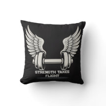 Dumbell mit Angel Wings Throw Kissen